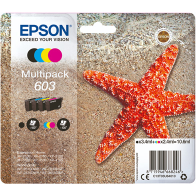 Epson 603 Ink Cartridge Multipack CMY (130 Pages) K (150 Pages)