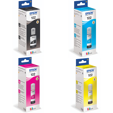 Epson 102 Ink Bottle Value Pack CMY (6,000 Pages) K (7,500 Pages)