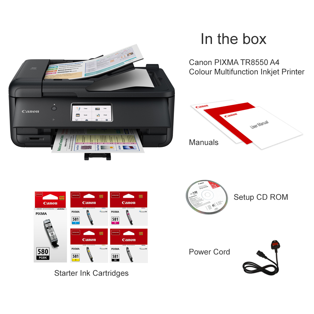 Canon Pixma Tr8550 A4 Colour Multifunction Inkjet Printer 2233c008