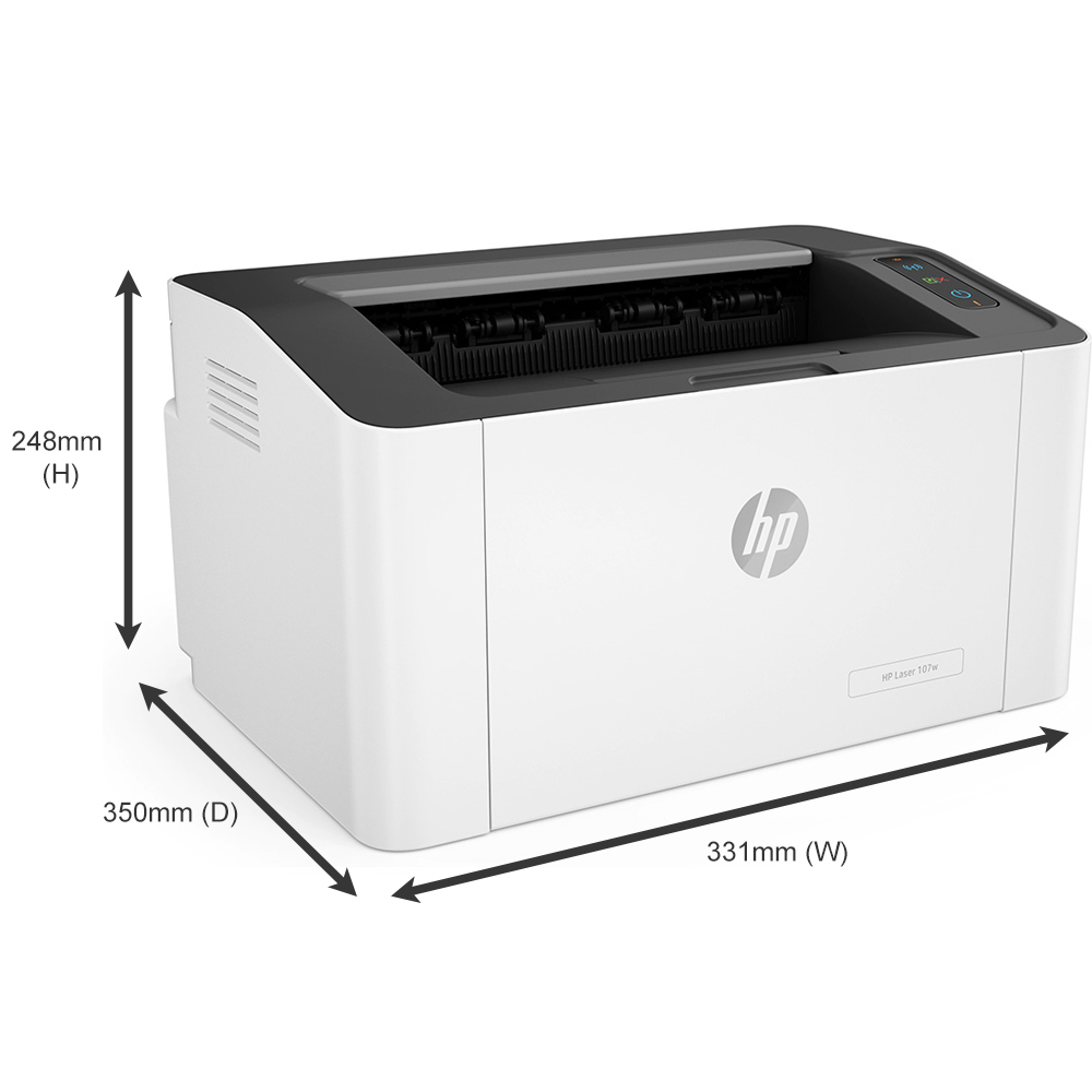 hp 107w dimensions