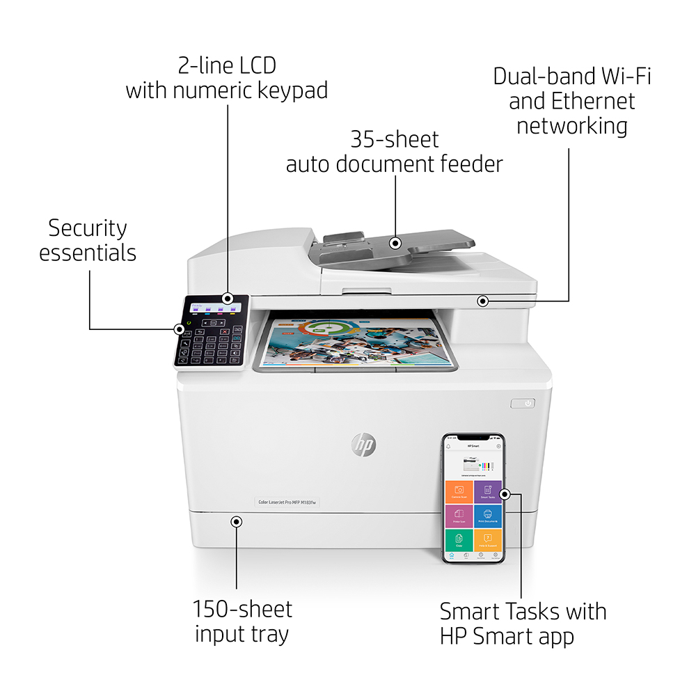 HP Color LaserJet Pro MFP M183fw A4 Colour Multifunction Laser Printer - 7KW56A