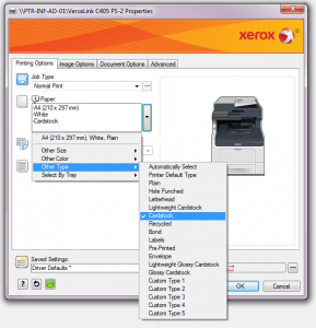 printer properties menu