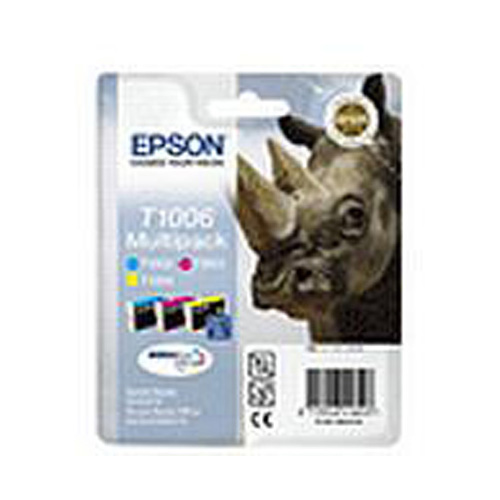 Genuine Epson DuraBrite Ultra T1006 Rhino Multipack 3 Colour Ink Cartridges (Cyan, Magenta, Yellow)