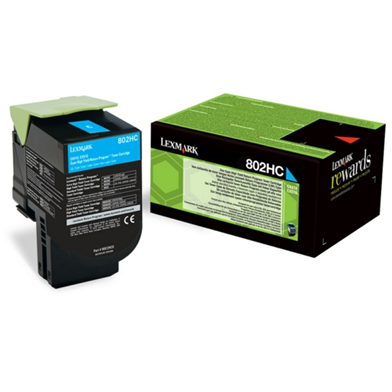 Lexmark 80C2HCE High Yield Cyan Toner Cartridge (3,000 Pages)