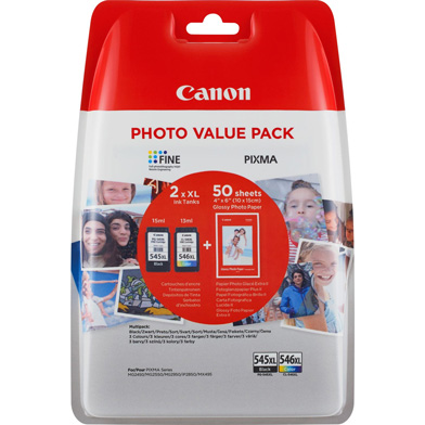 Canon 8286B006 PG-545XL/CL-546XL Ink Cartridge Multipack CMY (300 Pages) K (400 Pages)