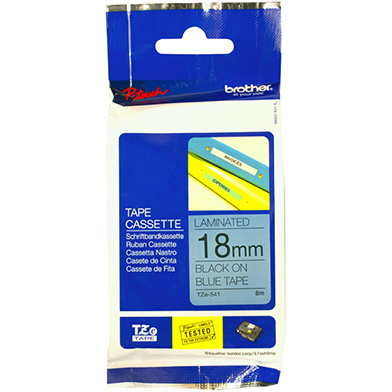 Brother TZE541 TZe-541 18mm Labelling Tape (BLACK ON BLUE)