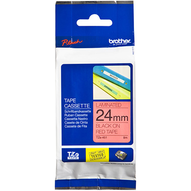 Brother TZE451 TZe-451 24mm Labelling Tape (BLACK ON RED)