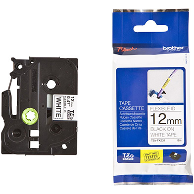 Brother TZEFX231 TZe-FX231 12mm Labelling Tape (BLACK ON WHITE)