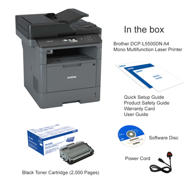 Brother DCP-L5500DN A4 Mono Multifunction Laser Printer - DCPL5500DNZU1