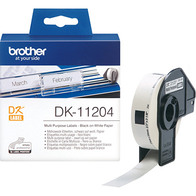 Brother DK11204 DK-11204 17mm x 54mm Label Roll (BLACK ON WHITE)