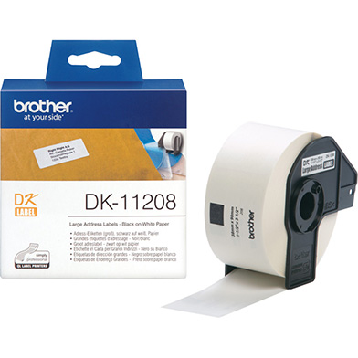 Brother DK11208 DK-11208 38mm x 90mm Label Roll (BLACK ON WHITE)