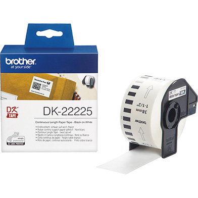 Brother DK22225 DK-22225 38mm Continuous Paper Label Roll (BLACK ON WHITE)