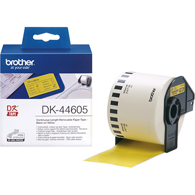 Brother DK44605 DK-44605 62mm Continuous Paper Label Roll (BLACK ON YELLOW)