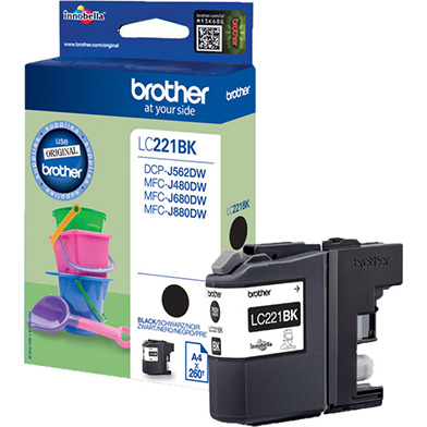 Brother LC221BK Black Ink Cartridge (260 Pages)