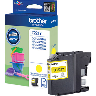 Brother LC221Y Yellow Ink Cartridge (260 Pages)