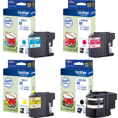 Brother  LC-22U Ink Cartridge Value Pack CMY (1.2K) + K (2.4K)