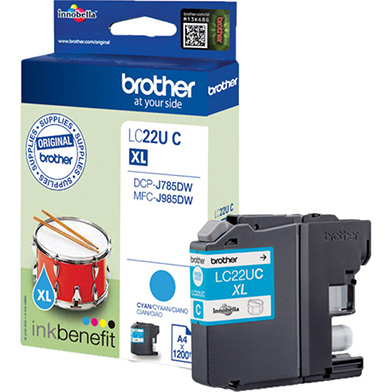 Brother LC22UC LC-22UC Cyan Ink Cartridge (1,200 Pages) 