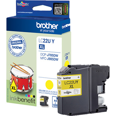 Brother LC22UY LC-22UY Yellow Ink Cartridge (1,200 Pages) 