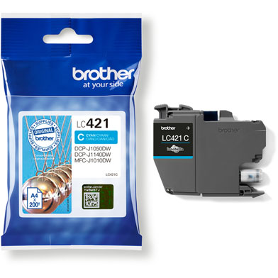 Brother LC421C LC-421C Cyan Ink Cartridge (200 Pages)