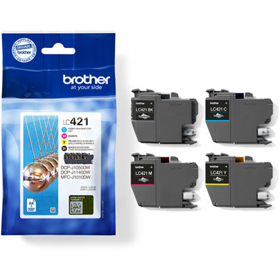 Brother LC421VAL LC-421VAL Ink Cartridge Value Pack CMYK (200 Pages)