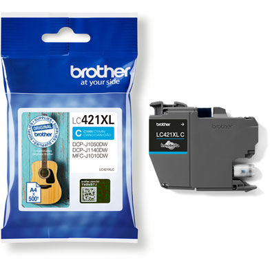 Brother LC421XLC LC-421XLC High Capacity Cyan Ink Cartridge (500 Pages)