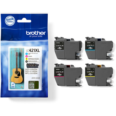 Brother LC-421XLVAL High Capacity Ink Cartridge Value Pack CMYK (500 Pages)