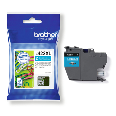 Brother LC422XLC LC-422XLC High Capacity Cyan Ink Cartridge (1,500 Pages)