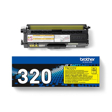 Brother TN320Y TN-320Y Yellow Toner Cartridge (1,500 Pages)