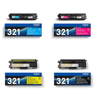 Brother  TN-321 Toner Cartridge Value Pack CMY (1.5K Pages) K (2.5K Pages)