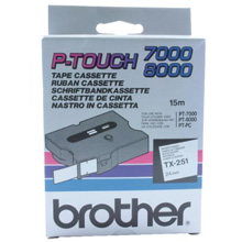 Brother TX-251 24mm Labelling Tape (BLACK ON WHITE)