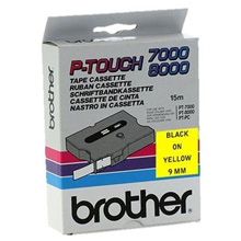 Brother TX621 TX-621 9mm Laminated Labelling Tape (BLACK ON YELLOW)
