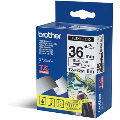 Brother TZEFX261 TZe-FX261 36mm Labelling Tape (BLACK ON WHITE)