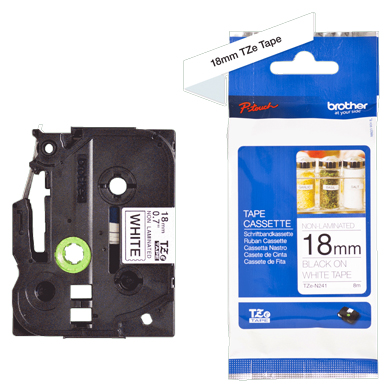 Brother TZEN241 TZe-N241 18mm Labelling Tape (BLACK ON WHITE)