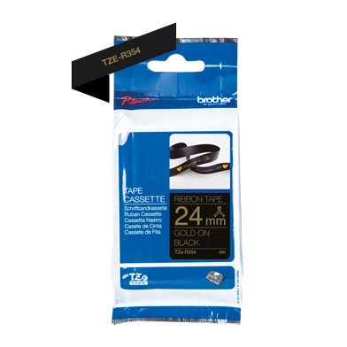 Brother TZER354 TZe-R354 24mm Ribbon Labelling Tape (GOLD ON BLACK)