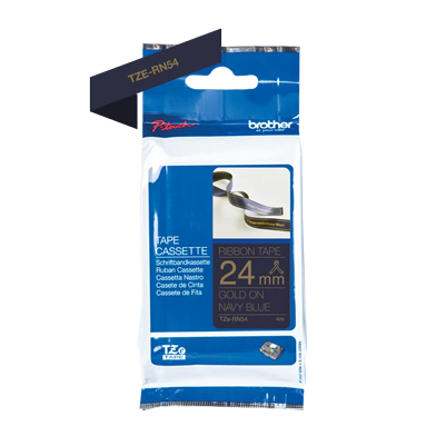 Brother TZERN54 TZe-RN54 24mm Ribbon Labelling Tape (GOLD ON NAVY BLUE)