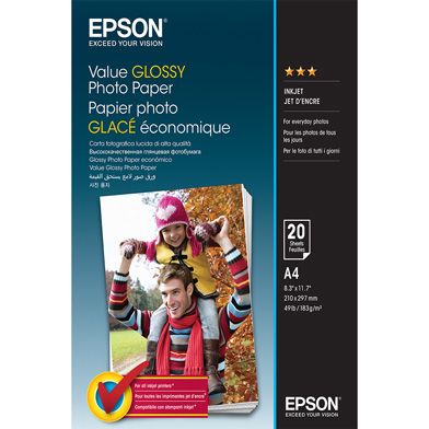 Epson C13S400035 Value Glossy Photo Paper - 183gsm (A4 / 20 Sheets)