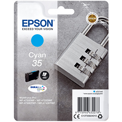 Epson C13T35824010 35 Cyan DURABrite Ultra Ink Cartridge (650 Pages)