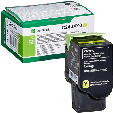 Lexmark C242XY0 Yellow Extra High Yield Return Program Toner Cartridge (3,500 Pages)