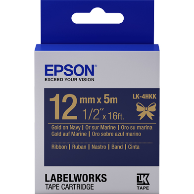Epson C53S654002 LK-4HKK Satin Ribbon Label Cartridge (Gold/Navy) (12mm x 5m)