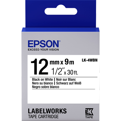 Epson C53S654021 LK-4WBN Standard Label Cartridge (Black/White) (12mm x 9m)