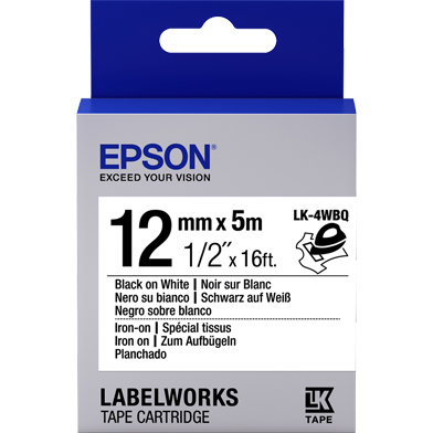 Epson C53S654024 LK-4WBQ Iron On Label Cartridge (Black/White) (12mm x 5m)