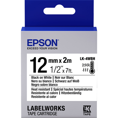 Epson C53S654025 LK-4WBH Heat Resistant Label Cartridge (Black/White) (12mm x 2m)