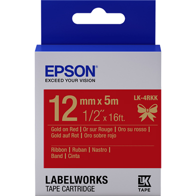 Epson C53S654033 LK-4PBK Satin Ribbon Label Cartridge (Black/Pink) (12mm x 5m)