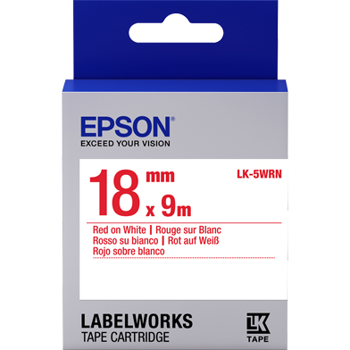 Epson C53S655007 LK-5WRN Standard Label Cartridge (Red/White) (18mm x 9m)