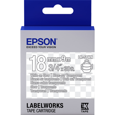Epson C53S655009 LK-5TWN Transparent Label Cartridge (White/Transparent) (18mm x 9m)