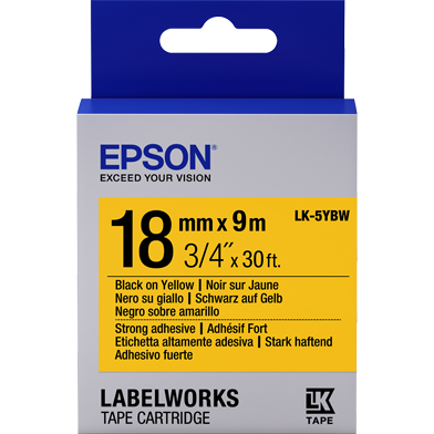 Epson C53S655010 LK-5YBW Strong Adhesive Label Cartridge (Black/Yellow) (18mm x 9m)