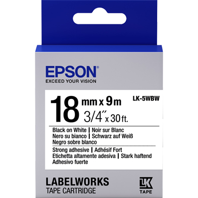 Epson C53S655012 LK-5WBW Strong Adhesive Label Cartridge (Black/White) (18mm x 9m)
