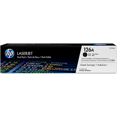HP CE310AD 126A Black Toner Cartridge Dual Pack (2 x 1,200 Pages)