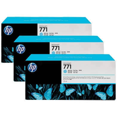 HP CR255A No. 771 Light Cyan Ink Cartridge 775ml (3-Pack) for DesignJet Printers