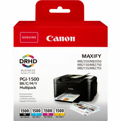 Canon PGI-1500 CMYK Ink Cartridge Multipack CMY (300 Pages) K (400 Pages)